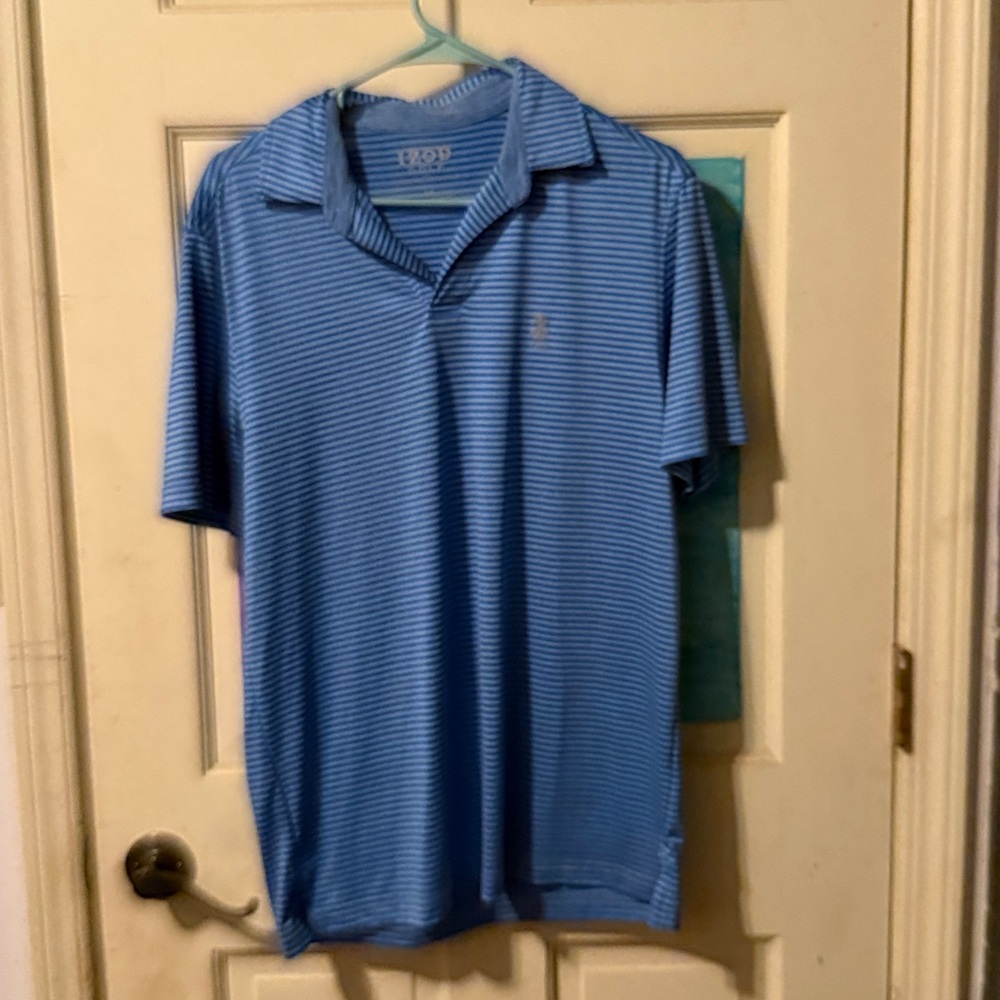 Izod Sky Blue Striped Polo Shirt